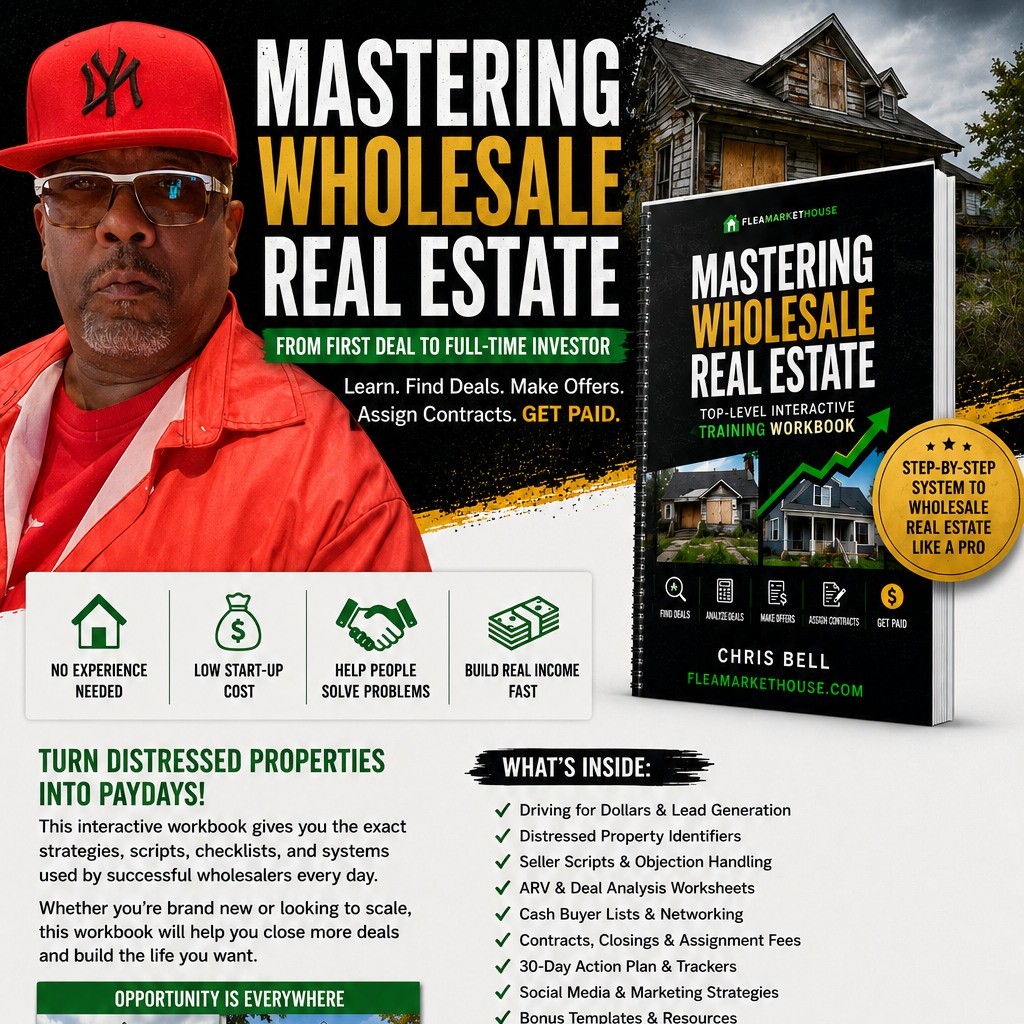 Mastering Wholesale Real Estate workbook preview by Chris Bell